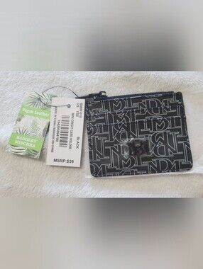 NWT Badgley Mischka Black Mini Credit Card Holder with Logo Pattern